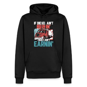 If Diesel Ain't Burnin I Ain't Earnin - Männer Premium Bio Hoodie - Schwarz - Vorne - Nico (187cm)