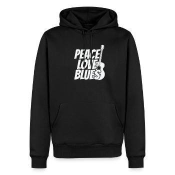 Peace love Blues Music Trumpet - Sweat à capuche Premium bio Homme - noir - Devant - Nico (187cm)
