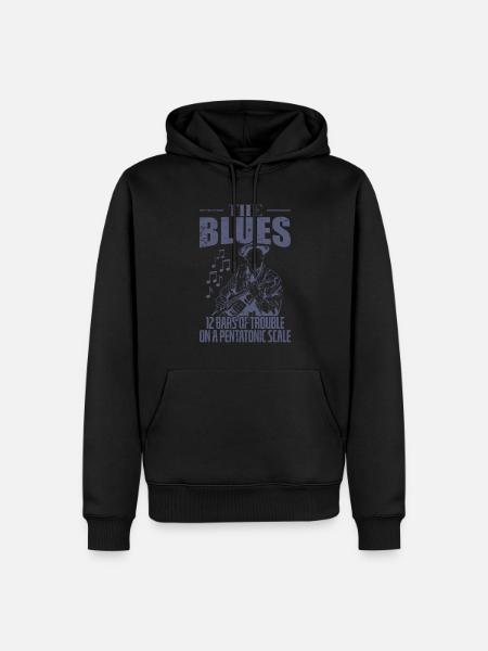 Blues 12 Bars of Trouble pentatonisella asteikolla - Premium luomulaatuinen miesten huppari - musta