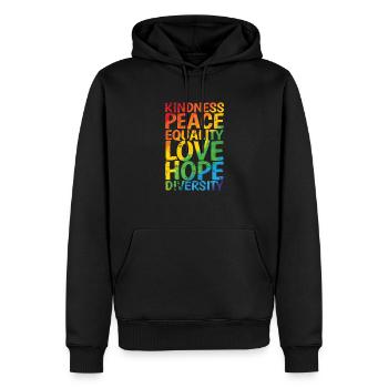 Kindness Peace Equality Love Hope Diversity LGBT - Männer Premium Bio Hoodie - Schwarz - Vorne - Nico (187cm)