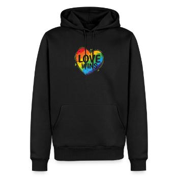 L’amour gagne la tolérance LGBT couleurs arc-en-ciel - Sweat à capuche Premium bio Homme - noir - Devant - Nico (187cm)