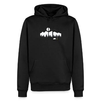 Camping avec tente et feu de camp vacances - Sweat à capuche Premium bio Homme - noir - Devant - Nico (187cm)