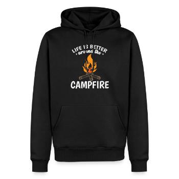 Life is better around The Camp Fire Urlaub - Männer Premium Bio Hoodie - Schwarz - Vorne - Nico (187cm)