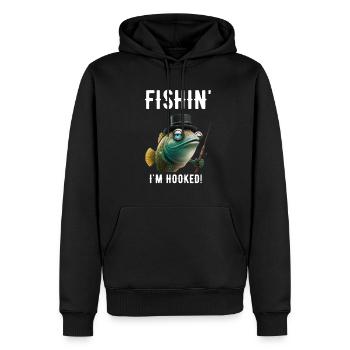Vintage Fish Fishin - Lustiger Angelfischer - Männer Premium Bio Hoodie - Schwarz - Vorne - Nico (187cm)