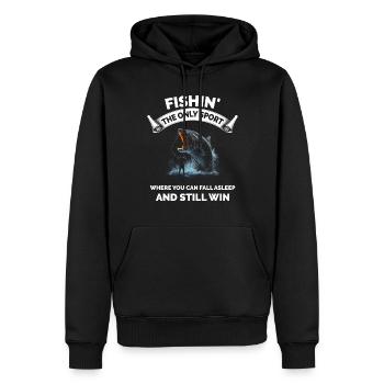 Vintage Angeln Lustiger Fischer - Männer Premium Bio Hoodie - Schwarz - Vorne - Nico (187cm)