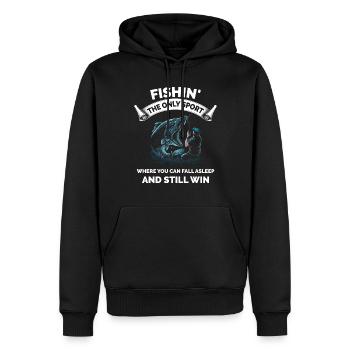 Vintage Angelfischer - Männer Premium Bio Hoodie - Schwarz - Vorne - Nico (187cm)