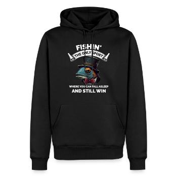 Retro Angeln lustig - Männer Premium Bio Hoodie - Schwarz - Vorne - Nico (187cm)