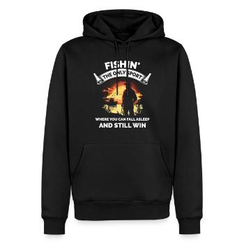 Lustiger Angelfischer - Männer Premium Bio Hoodie - Schwarz - Vorne - Nico (187cm)