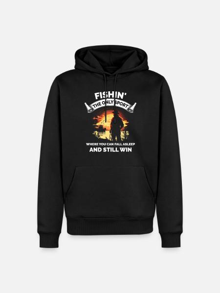 Lustiger Angelfischer - Männer Premium Bio Hoodie - Schwarz