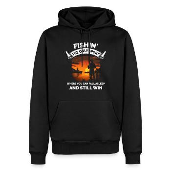 Retro Angeln lustig - Männer Premium Bio Hoodie - Schwarz - Vorne - Nico (187cm)