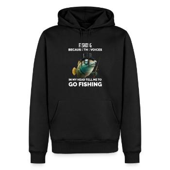 Pêche rétro drôle - Sweat à capuche Premium bio Homme - noir - Devant - Nico (187cm)