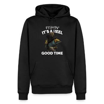 Fishin ist eine gute Zeit - Männer Premium Bio Hoodie - Schwarz - Vorne - Nico (187cm)