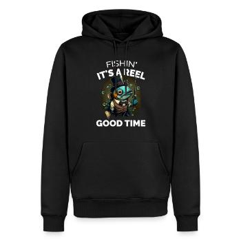 Fishin ist eine gute Zeit - Männer Premium Bio Hoodie - Schwarz - Vorne - Nico (187cm)