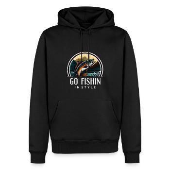 Gehen Sie stilvoll angeln - Männer Premium Bio Hoodie - Schwarz - Vorne - Nico (187cm)