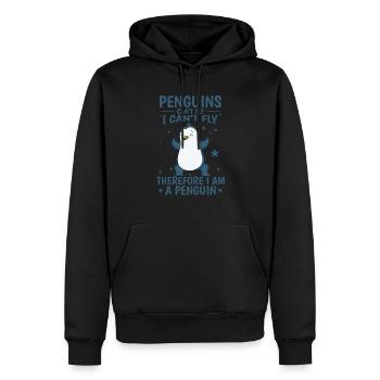 Les pingouins ne peuvent pas voler Je suis un oiseau pingouin - Sweat à capuche Premium bio Homme - noir - Devant - Nico (187cm)