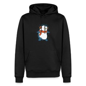 Penguin écoute de la musique avec des écouteurs Antarctique - Sweat à capuche Premium bio Homme - noir - Devant - Nico (187cm)