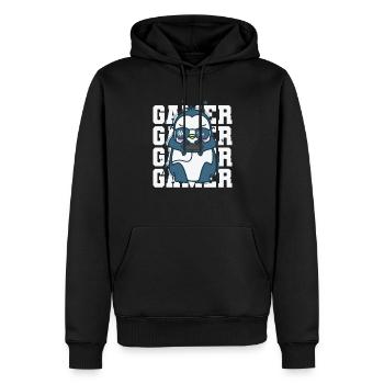 Pingouin en tant que joueur avec contrôleur Antarctica - Sweat à capuche Premium bio Homme - noir - Devant - Nico (187cm)