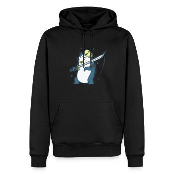 Pingouin avec masque et épée Antarctique - Sweat à capuche Premium bio Homme - noir - Devant - Nico (187cm)