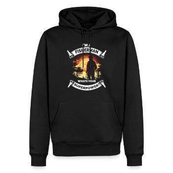 Lustiger Angelfischer - Männer Premium Bio Hoodie - Schwarz - Vorne - Nico (187cm)