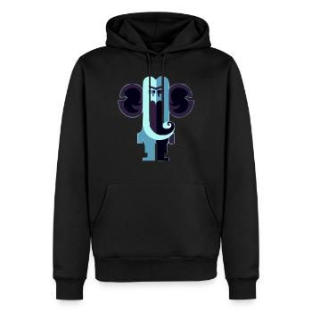 Chachou l'éléphant bleu - Sweat à capuche Premium bio Homme - noir - Devant - Nico (187cm)