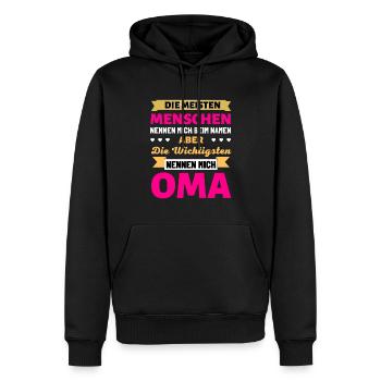 Oma Geschenk zum Geburtstag - Omi ist die beste - Männer Premium Bio Hoodie - Schwarz - Vorne - Nico (187cm)