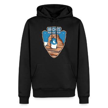 Parc national des Arches Parc américain Arrowhead Nature - Sweat à capuche Premium bio Homme - noir - Devant - Nico (187cm)