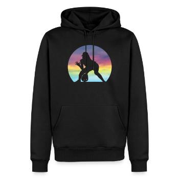 Joueuse de softball féminin Silhouette Softball féminin - Sweat à capuche Premium bio Homme - noir - Devant - Nico (187cm)
