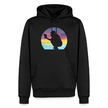 Damen Softball Catcher Silhouette Mädchen - Männer Premium Bio Hoodie - Schwarz - Vorne - Nico (187cm)