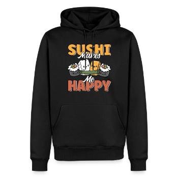 Les sushis me rendent heureux mignon drôle Kawaii japonais - Sweat à capuche Premium bio Homme - noir - Devant - Nico (187cm)