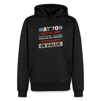 70-Jähriger wird nicht älter Zitate zum 70. Geburtstag - Männer Premium Bio Hoodie - Schwarz - Vorne - Nico (187cm)