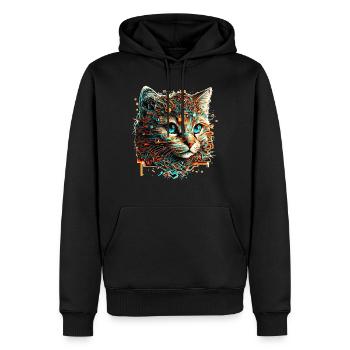 Baby Kitten Cat Face en optique vectorielle - Sweat à capuche Premium bio Homme - noir - Devant - Nico (187cm)