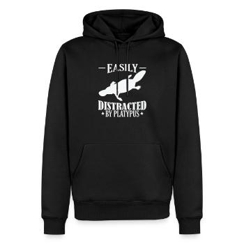 Easily Distracted by Platypus Schnabeltier - Men’s Premium Organic Hoodie - black - Front - Nico (187cm)