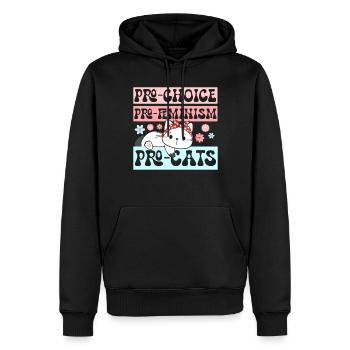 Pro-Choix Féminisme Amoureux des chats Félin - Sweat à capuche Premium bio Homme - noir - Devant - Nico (187cm)