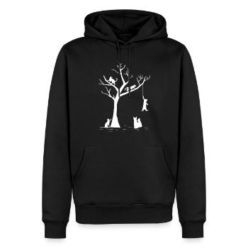 Chats ludiques Arbre Félin Chatons mignons - Sweat à capuche Premium bio Homme - noir - Devant - Nico (187cm)