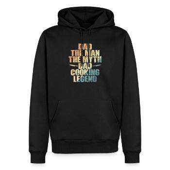 Papa L’homme Le jour du mythe Légende de la cuisine Passe-temps - Sweat à capuche Premium bio Homme - noir - Devant - Nico (187cm)