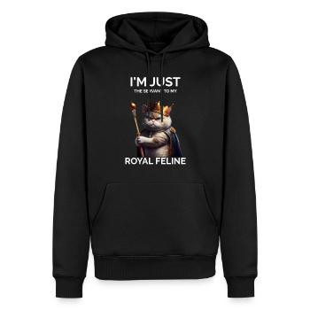Je ne suis que le chat royal serviteur - Sweat à capuche Premium bio Homme - noir - Devant - Nico (187cm)
