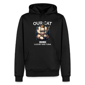 Cat Mom Dad Cartoon Cat Queen - Männer Premium Bio Hoodie - Schwarz - Vorne - Nico (187cm)