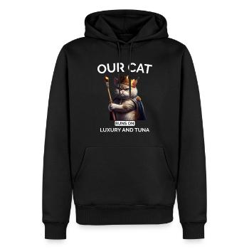 Chat Maman Papa Royal Chat - Sweat à capuche Premium bio Homme - noir - Devant - Nico (187cm)
