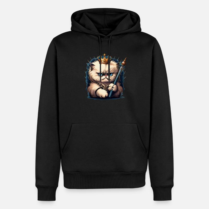 Cartoon Cat Queen - Sweat à capuche Premium bio Homme - noir