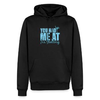 Tu m’as eu à Ice Skating Schlittschuhlaufen - Sweat à capuche Premium bio Homme - noir - Devant - Nico (187cm)