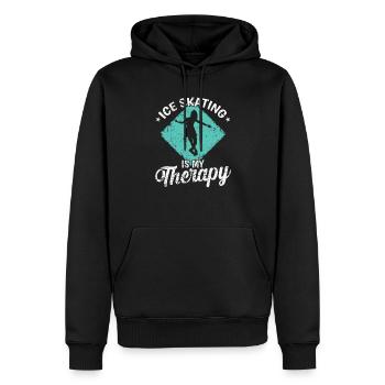 Ice Skating is my Therapy Schlittschuhlaufen - Men’s Premium Organic Hoodie - black - Front - Nico (187cm)