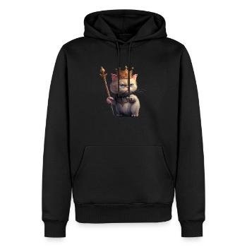 Drôle de chat royal - Sweat à capuche Premium bio Homme - noir - Devant - Nico (187cm)