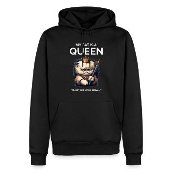 Meine Katze ist eine Königin Cartoon Katzenkönigin - Männer Premium Bio Hoodie - Schwarz - Vorne - Nico (187cm)