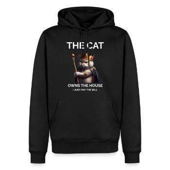 Drôle de chat disant Crazy Cat Lady - Sweat à capuche Premium bio Homme - noir - Devant - Nico (187cm)