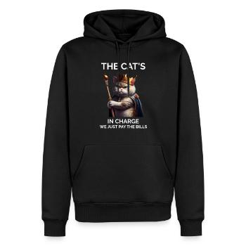 Les chats en charge du chat royal - Sweat à capuche Premium bio Homme - noir - Devant - Nico (187cm)