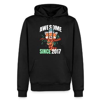 Génial depuis 2017 - 6ème anniversaire de panda roux - Sweat à capuche Premium bio Homme - noir - Devant - Nico (187cm)