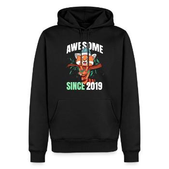 Génial depuis 2019 - 4ème anniversaire du panda roux - Sweat à capuche Premium bio Homme - noir - Devant - Nico (187cm)