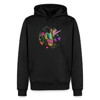 Bunter Vogel Blume Frauen Vogelbeobachtung - Männer Premium Bio Hoodie - Schwarz - Vorne - Nico (187cm)