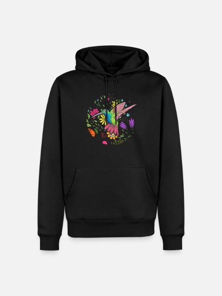 Colorful Bird Flower Women Bird Watching - Men’s Premium Organic Hoodie - black