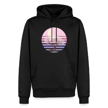 Kirschblüte Japanisch Pastell Goth Moon - Männer Premium Bio Hoodie - Schwarz - Vorne - Nico (187cm)